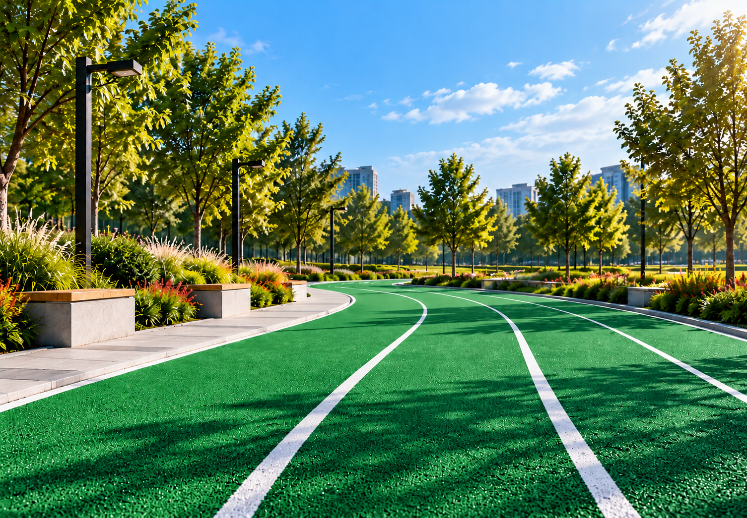 Green running track